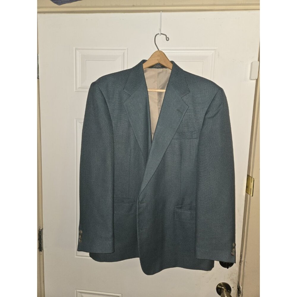 46R Men's Haggar Clothing CO. Vintage Blazer Teal Green Wool Sport Coat